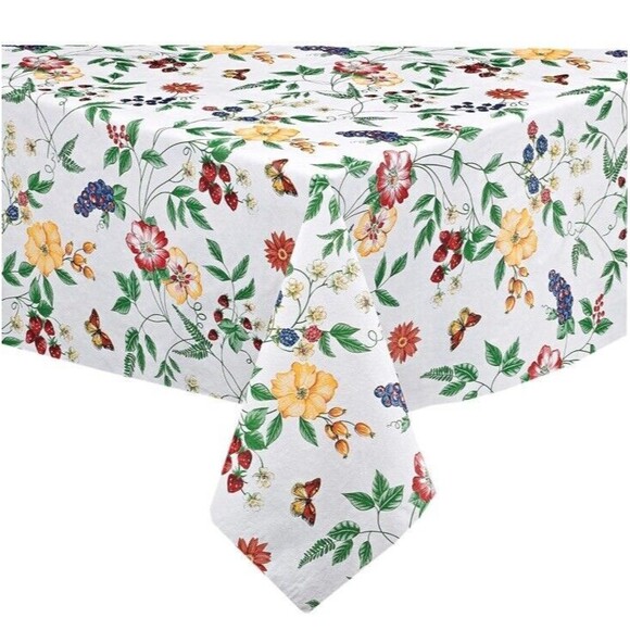 Does not apply Other - English Berry Garden Heavy 4 Gauge Vinyl Flannel Backed Tablecloth, 70” Round